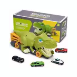 Awulo Dinosaur Car Swallowing Toy Truck with 6 Mini Alloy Cars 6 Small Dino Eggs